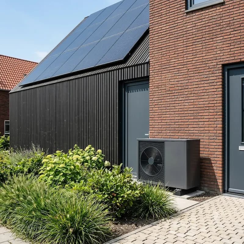 Duurzame woning met zonnepanelen en warmtepomp